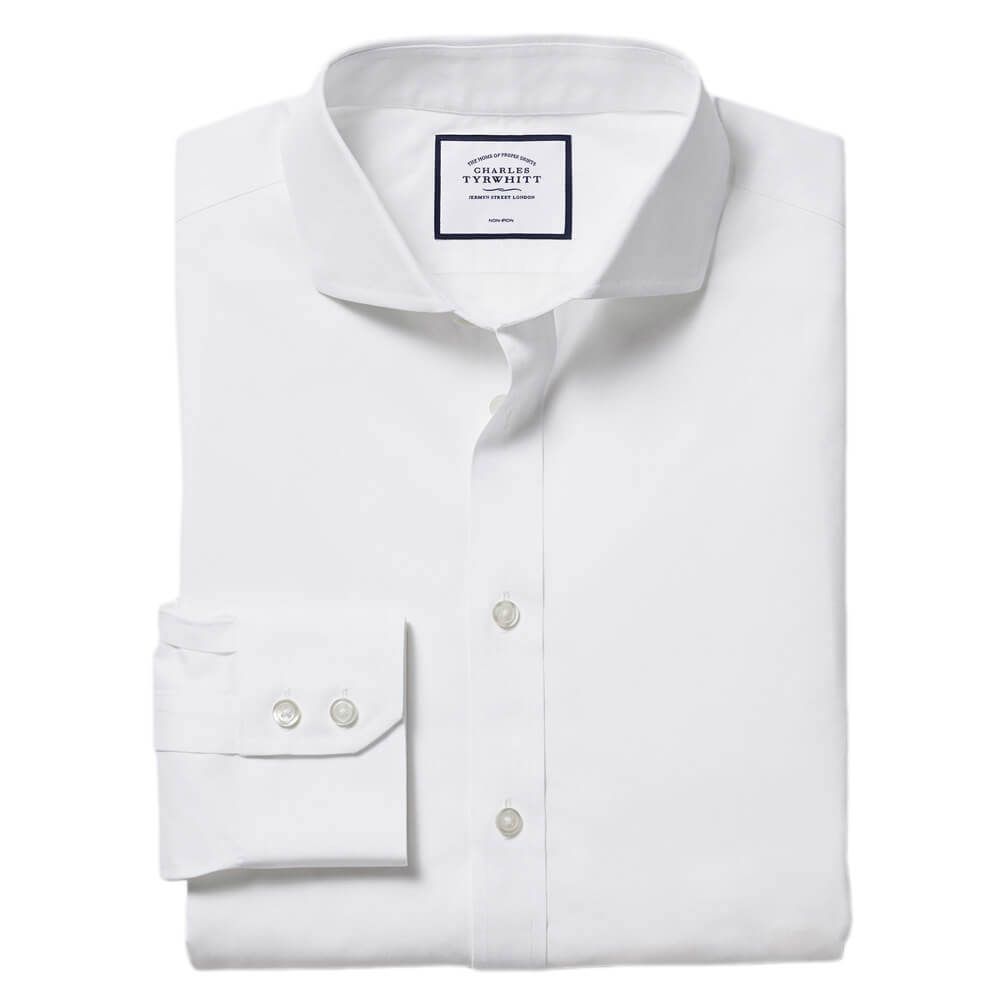 Charles Tyrwhitt Cutaway Collar Non-Iron Poplin Shirt – White